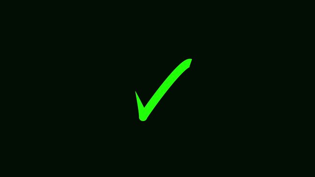 Hand-drawing oval frame green Check mark sign animation.