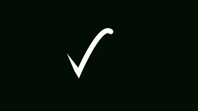 Hand-drawing oval frame white Check mark sign animation.