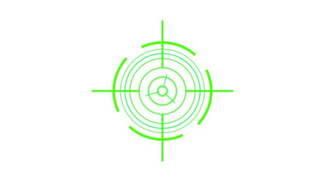 Looped green target animation with spinning concentric rings