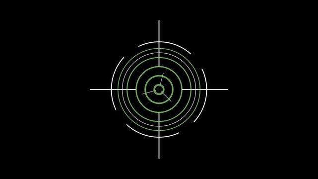 Looped green target animation with spinning concentric rings