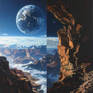 Illustration de paysage terrestre et de canyon