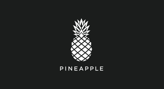 Minimalist white pineapple logo design on a solid black background perfect for branding and modern graphic applications.