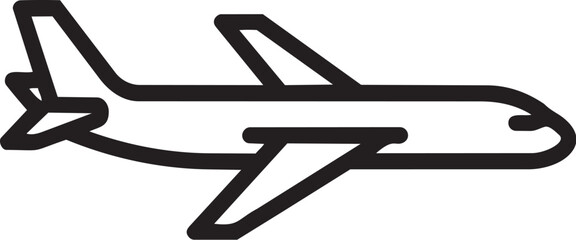 Obraz premium Black outline icon of a passenger airplane flying