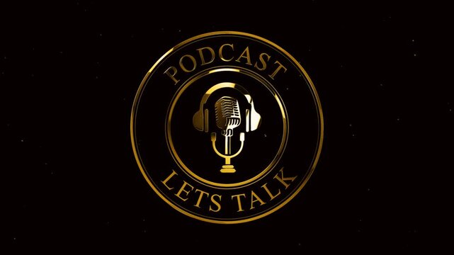 luxury gold label podcast logo on the green screen background