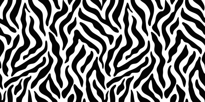 Zebra stripe pattern seamless black and white animal print