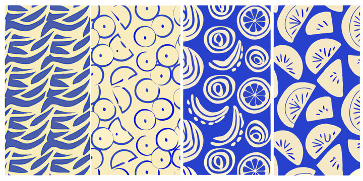 Seamless pattern with abstract shapes and citrus fruit vector illustration