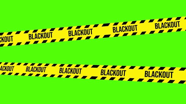 Blackout Alert: Striking hazard tape prominently displays BLACKOUT, creating a sense of urgency. The striking yellow and black colors command attention.