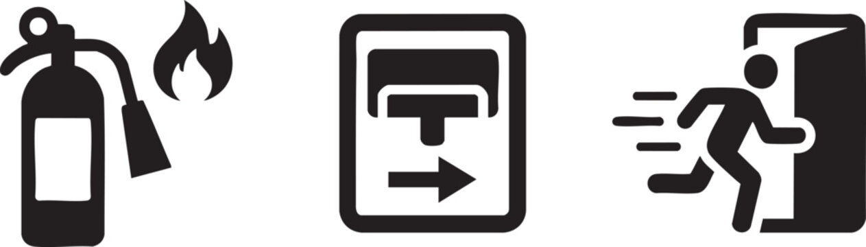 Office Fire Safety Icon Emergency Plan