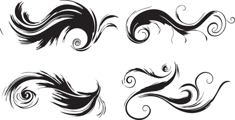 Fototapeta premium Abstract tribal floral tattoo vector design with ornamental swirls, leaves and vintage decorative border illustration