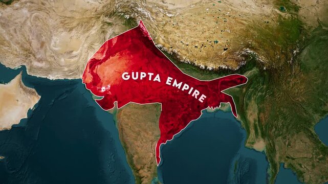 Gupta Empire Map Animation around 500 AD. Historical map animation of the Gupta Empire 4k.