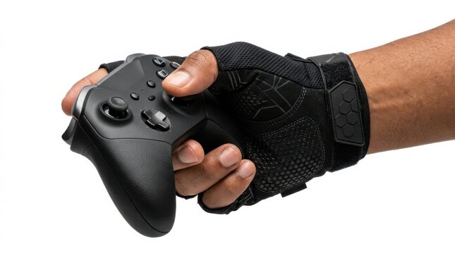 Gamer Hand in Tactical Glove Holding Xbox Elite Controller