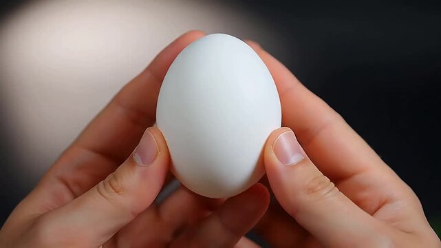 Hands holding a white egg emphasizing fluid motion and vibrant color palettes
