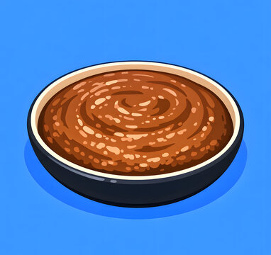 Illustration of Sumalak, traditional Uzbek sweet wheat sprout paste served during Navruz festival.