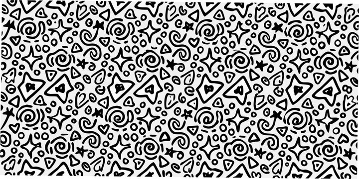 abstract doodle pattern black and white hand drawn style