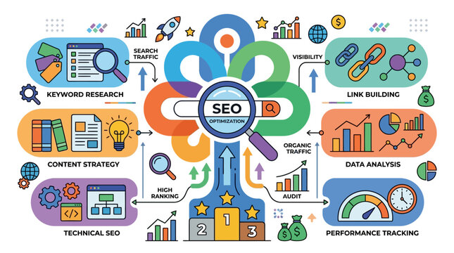 SEO Optimization Digital Marketing Concept.