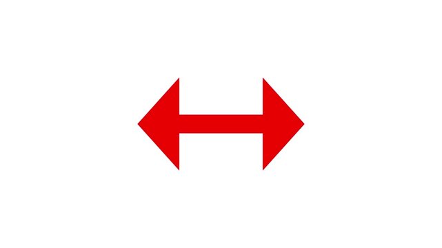Two headed red arrow expanding and contracting on white  background. 