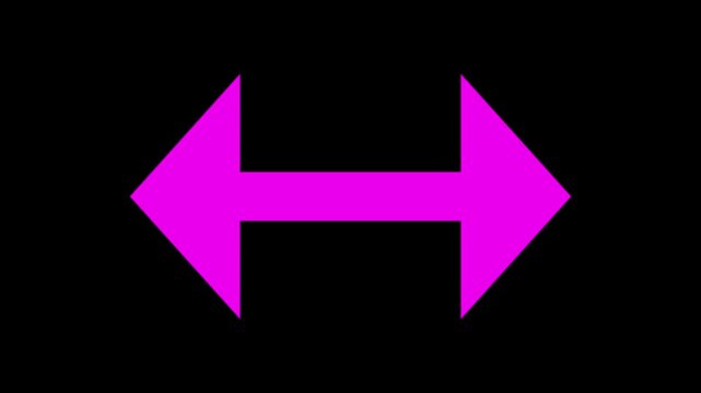 Two headed arrow expanding and contracting on dark surface. Black background 4k.