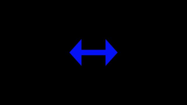 Two headed arrow expanding and contracting on dark surface. Black background.