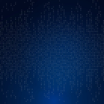 Dark blue background with vertical dotted gradients forming flowing columns, abstract digital texture inspired by data streams or sound waves. Modern tech design ideal for technology, communication, a