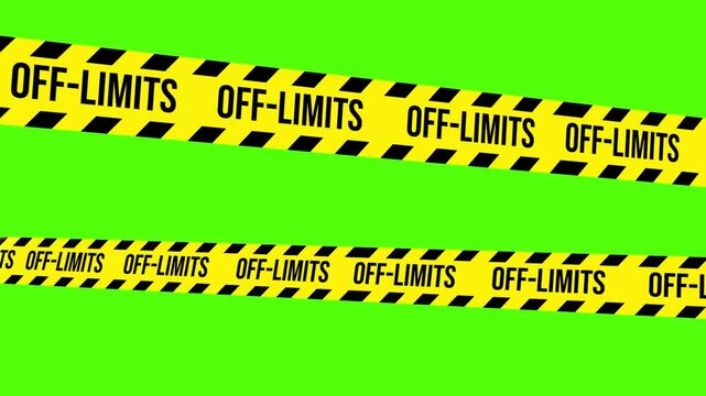Caution Zone: Warning tape stretches across a vivid green backdrop, clearly marking an off-limits zone. The yellow tape with bold black text immediately signals restriction and caution.