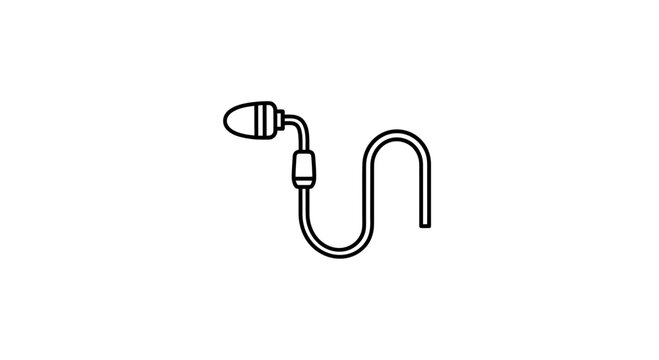 Lavalier Microphone Icon, Lapel Mic, Wireless Audio Device, Vector Line Art