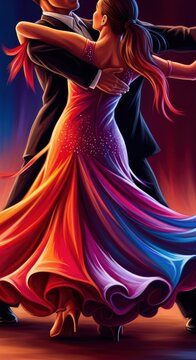 Dynamic swirling movement capturing the intensity and passion of social Latin ballroom dances, highlighting rhythmic motion and close connection, cha cha, bachata, exercise