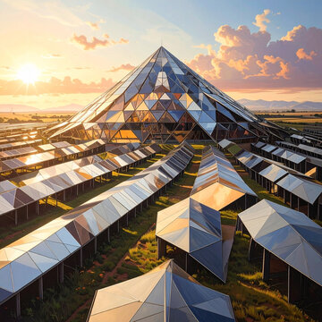structure moderne de l'&eacute;nergie solaire pyramidale