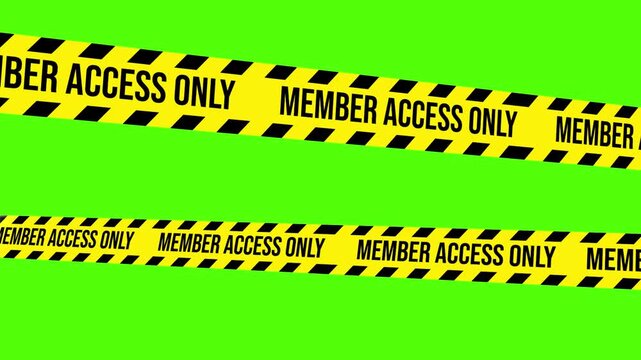 Exclusive Zone: Caution tape emblazoned with the words Member Access Only stretches across a vibrant green backdrop, creating a visual barrier that speaks of exclusivity, limitation.