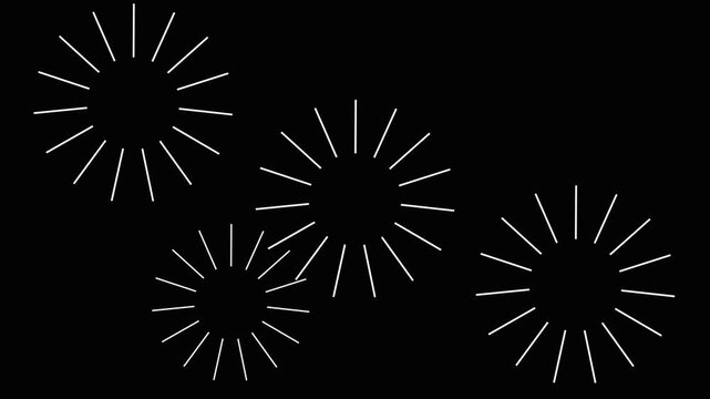 Shiny spark burst animation, glowing circle line explosion and abstract firework rays, cinematic ultra hd motion graphics visuals on black screen background,abstract circle blust 
