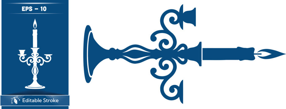 Blue and white decorative wall sconce with ornate metalwork design