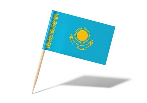 Kazakhstan flag toothpick topper isolated on white background