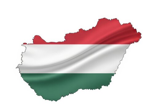 Map of hungary with national flag pattern isolated on white background