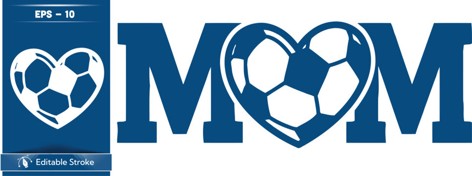 Soccer mom heart design with blue and white colors