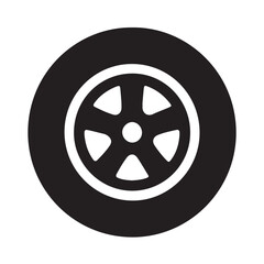 Fototapeta premium Black tire, wheel icon, vector wheel, car tire, automotive symbol