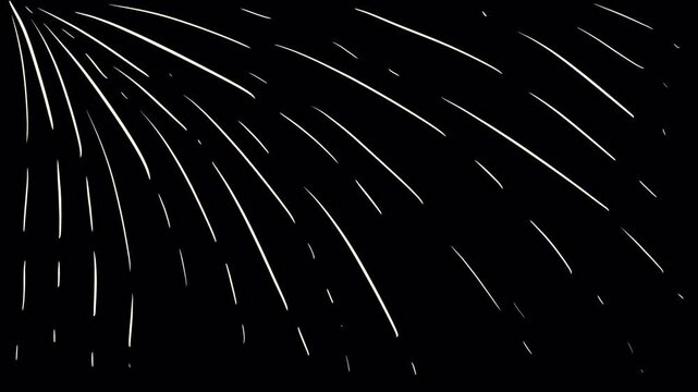 Circular white scratches on a black background. Stock effect of rotating white dynamic strokes in 4K with alpha channel.