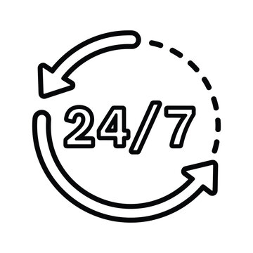 Continuous availability symbol representing round-the-clock service operation
