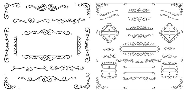 ornate decorative frame border vector set