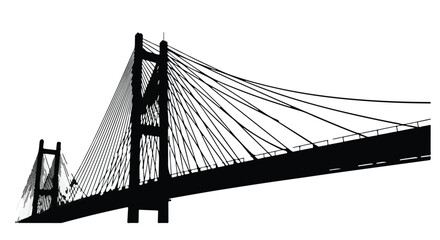 Fototapeta premium Bridge silhouette stands tall against a bright white background for infrastructure.