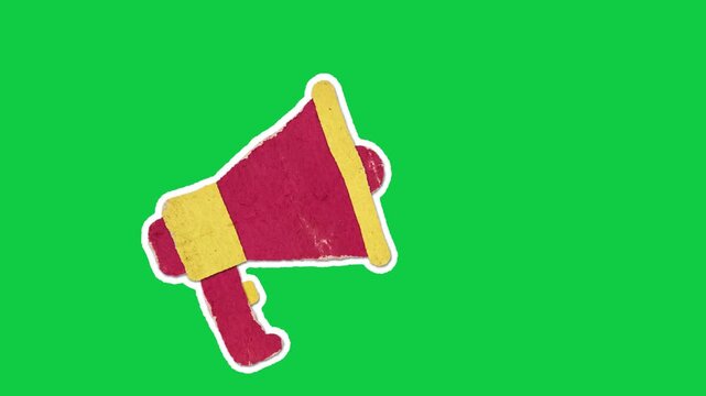 Megaphone Paper Collage Seamless Looping Animation For Important Announcements And Promotional Shoutouts.