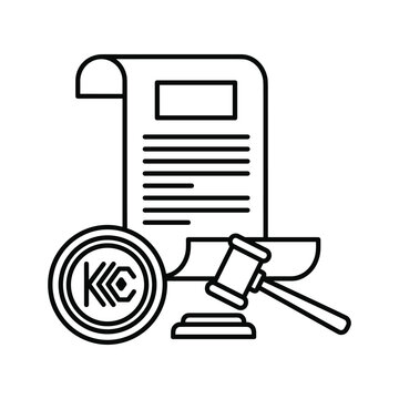 Illustration of a legal document with a gavel and official seal