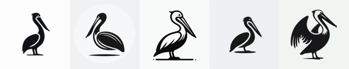 Fototapeta premium Pelican Silhouette Vector Illustration