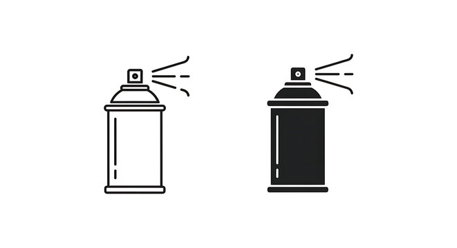 Spray paint can icon set, aerosol spray bottle, vector illustration