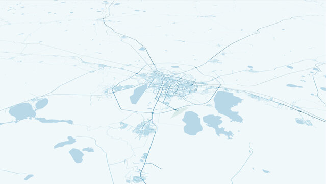 Modern minimalist vector map of Astana, Kazakhstan. High-quality scalable illustration of Astana city grid, Ishim River, Bayterek Tower, and Ak Orda Presidential Palace layout for post