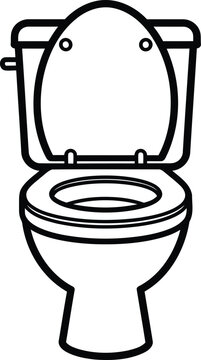 line drawing of a toilet with lid up