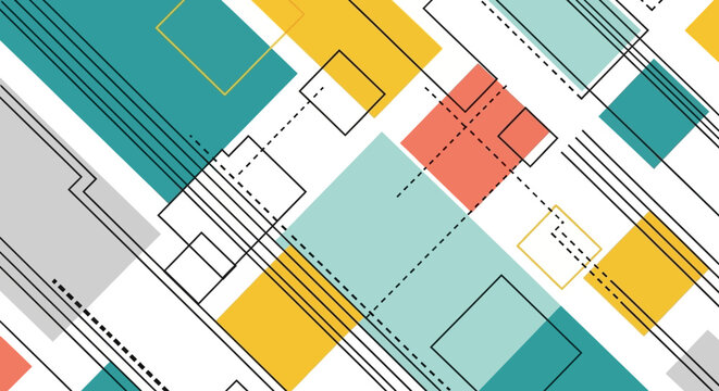 Colorful geometric pattern with rectangles.