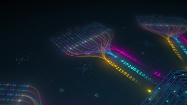 AI Neural Network Output Streaming Big Data Distribution Visualization Motion Design Seamless Loop
