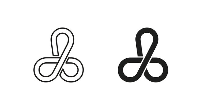 Abstract infinity loop symbol, creative triquetra knot icon design