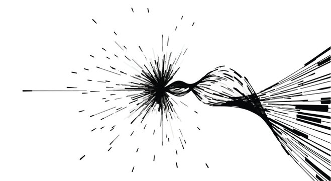 Energy burst radiates outward with dynamic lines and a chaotic central core point.