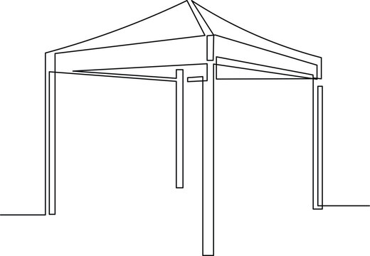 Simple line drawing of a two-room house with pitched roof Vector