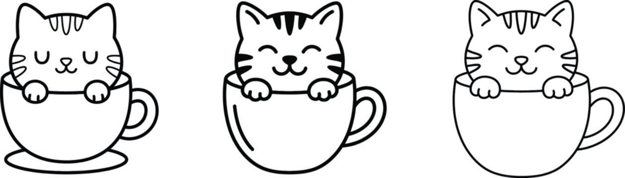 Cute cats in tea cups